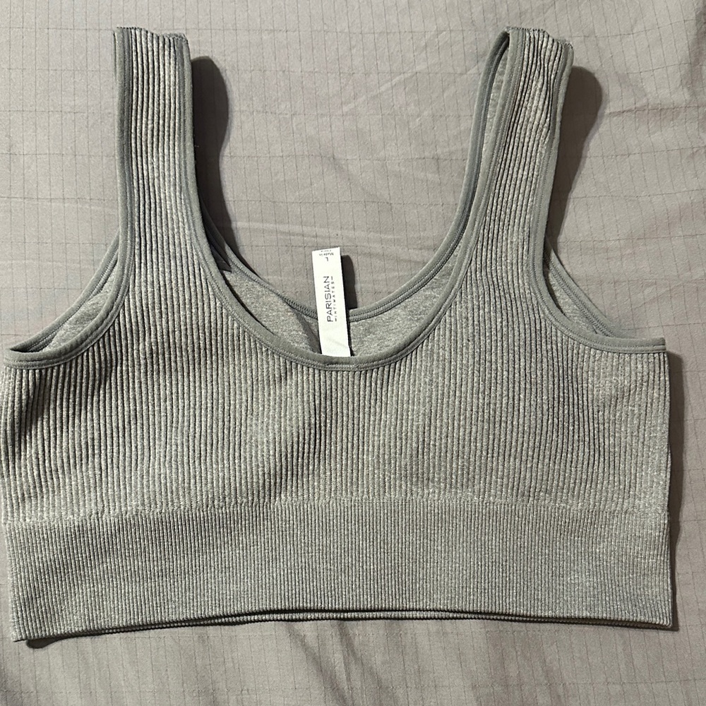Gray Ribbed Sports Bra - Picture 4 of 4